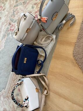 Structured Crossbody Satchel in White and Beige - Women's Crossbody Bag